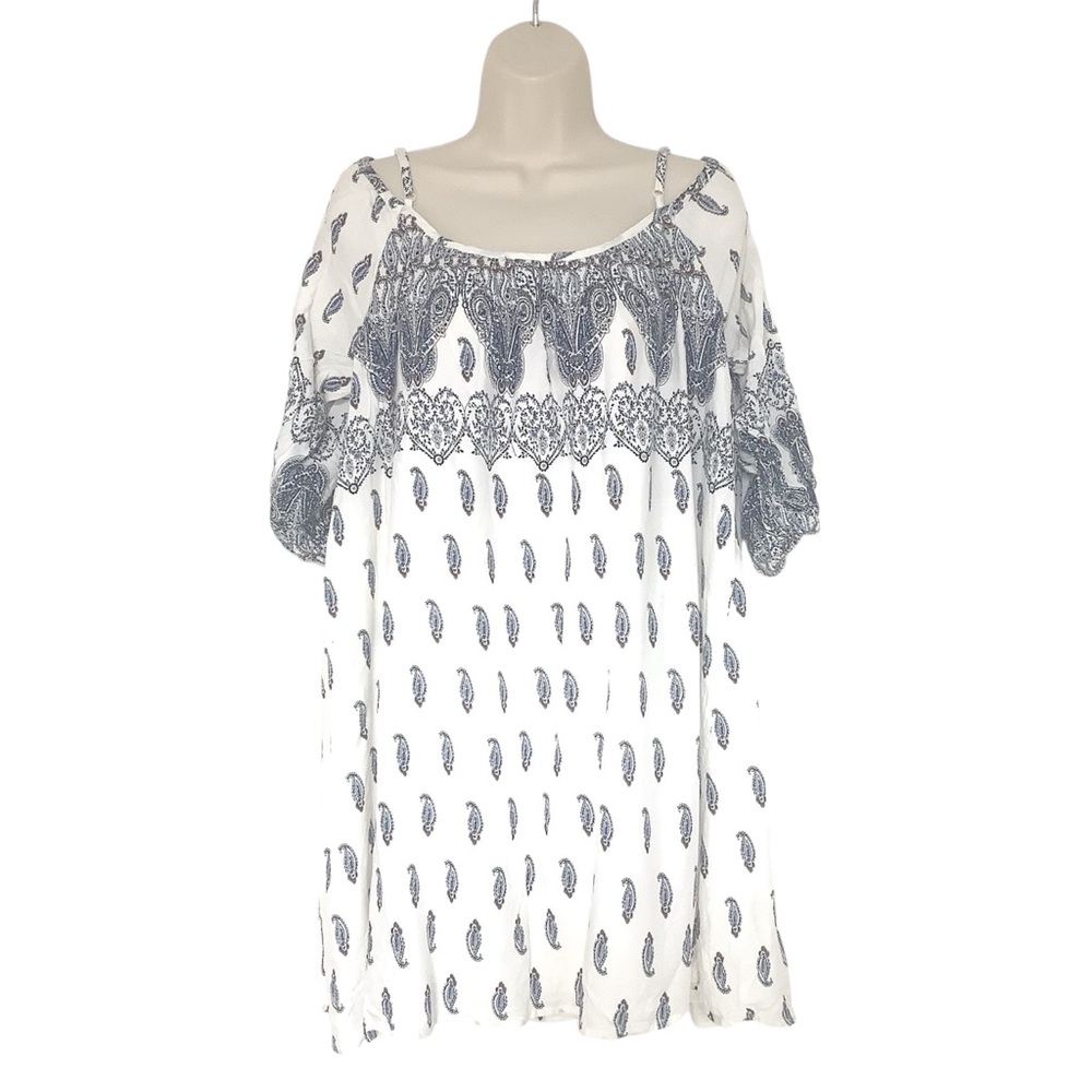 NWT Loveposh Womens Lined Bohemian Cold Shoulder Dress Tunic Oversized Size S